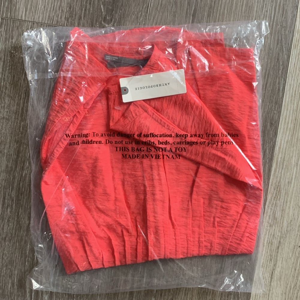 Anthropologie The Della Pleated-Waist Shell Top Red - Picture 3 of 5